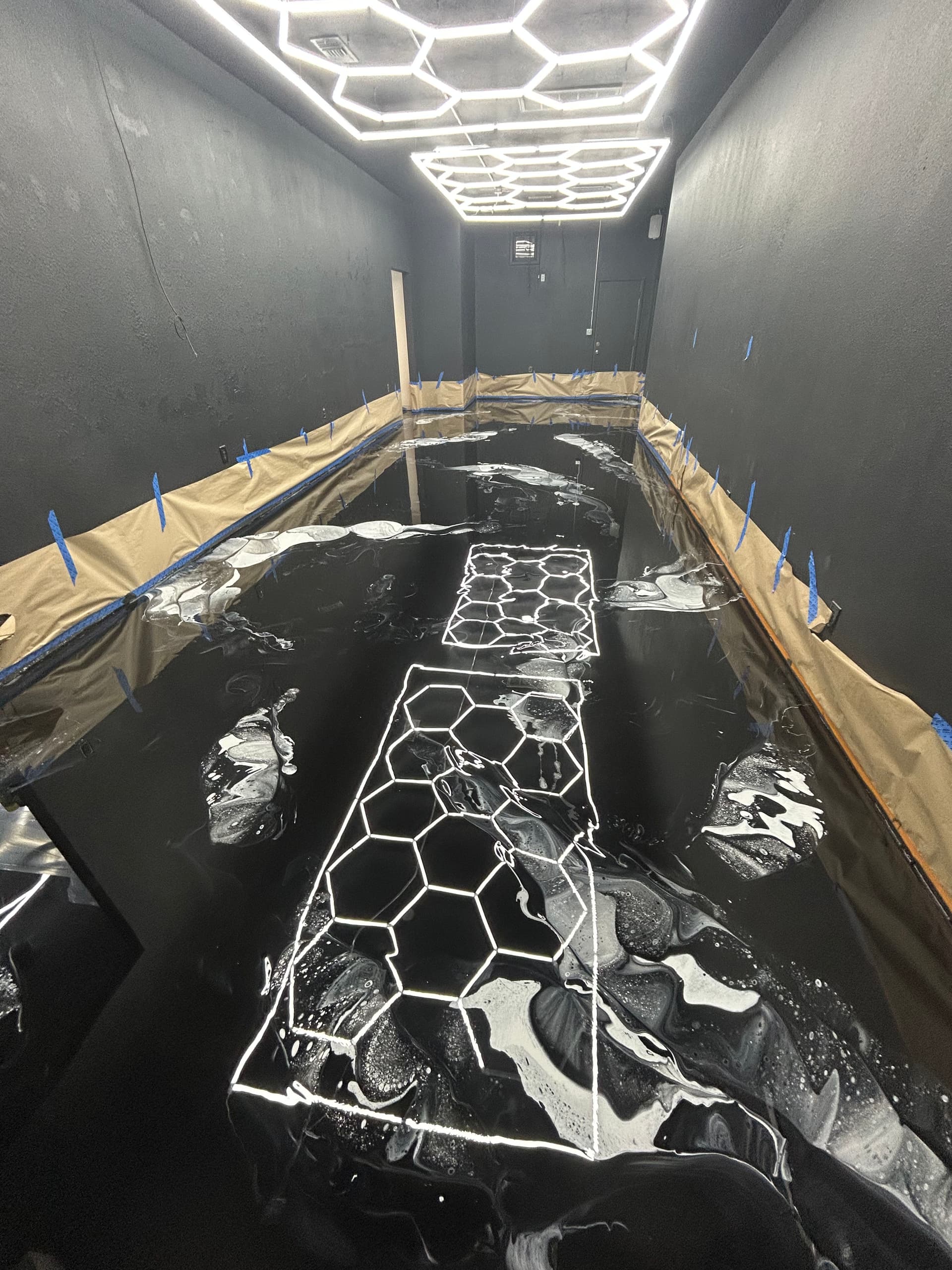 Gallery photos for Custom Epoxy Metallic Floor Installation at Smiley's Barbershop: Image #4