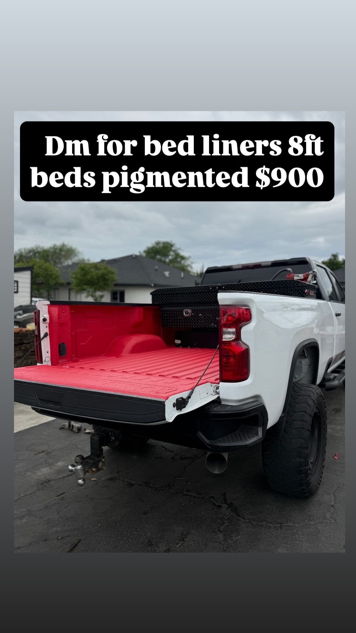 Custom Red Pigmented Bedliner on a Chevy 2500 HD image