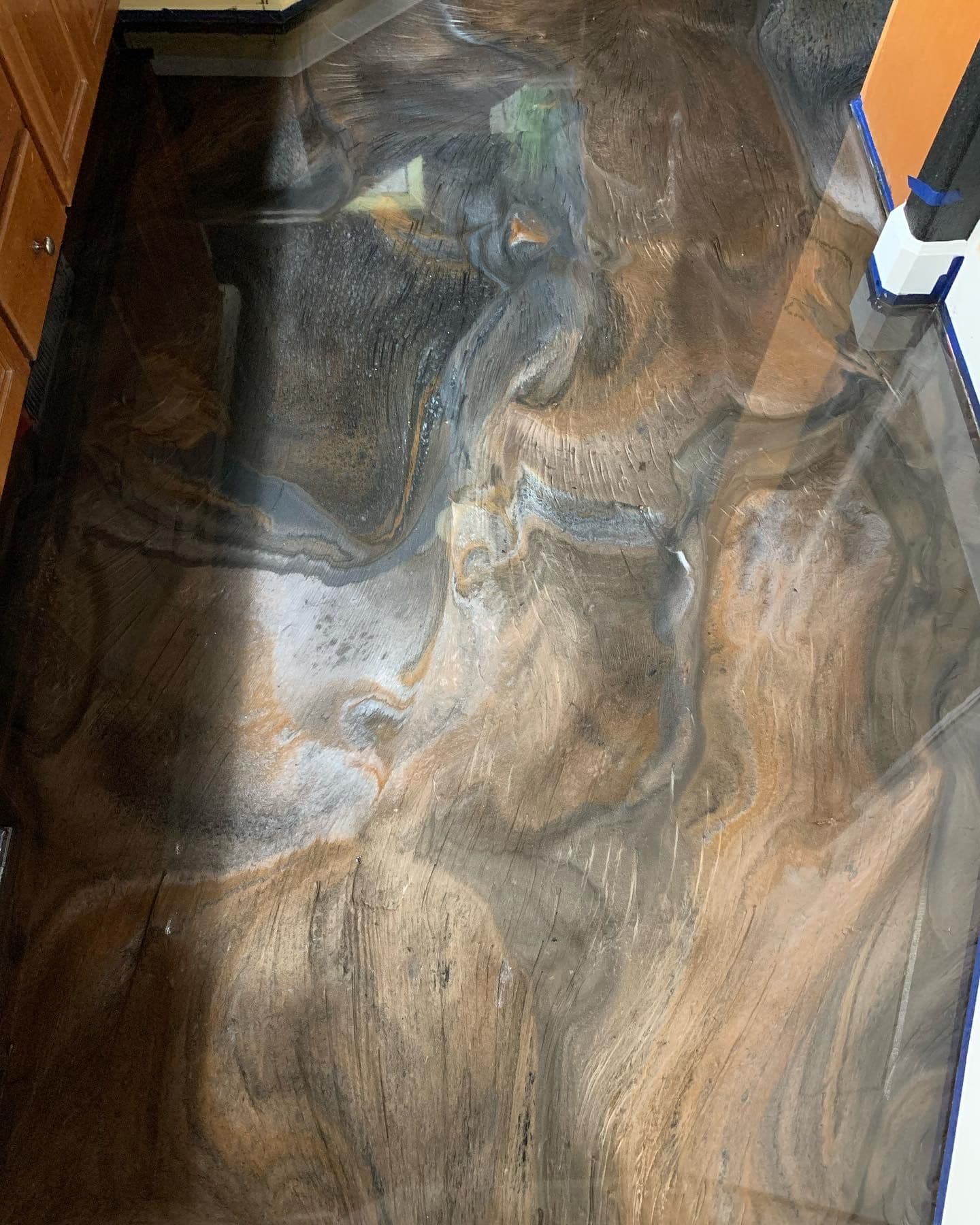 Gallery photos for Metallic Epoxy Bathroom Floor That Looks Like Natural Stone: Image #5
