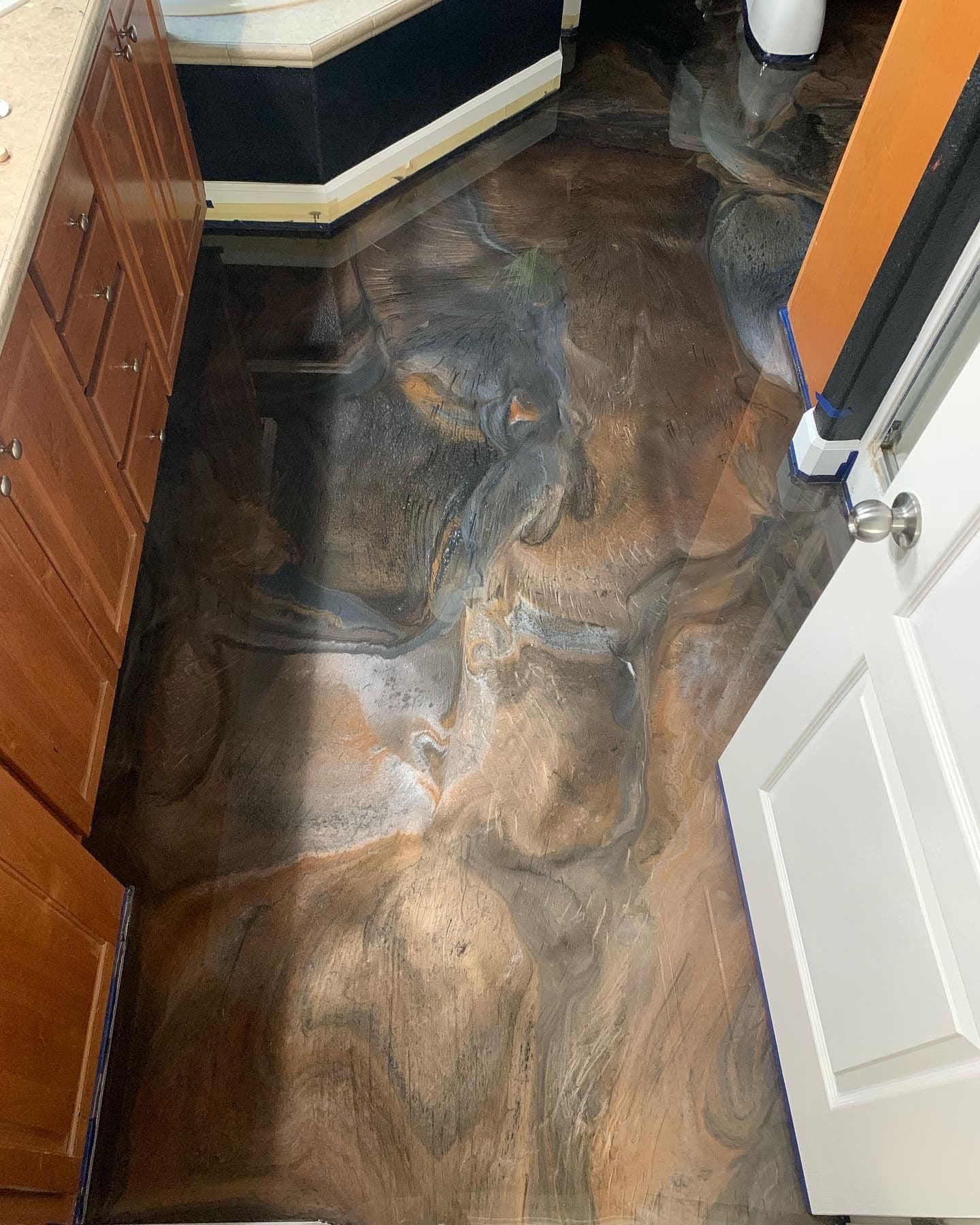 Gallery photos for Metallic Epoxy Bathroom Floor That Looks Like Natural Stone: Image #6