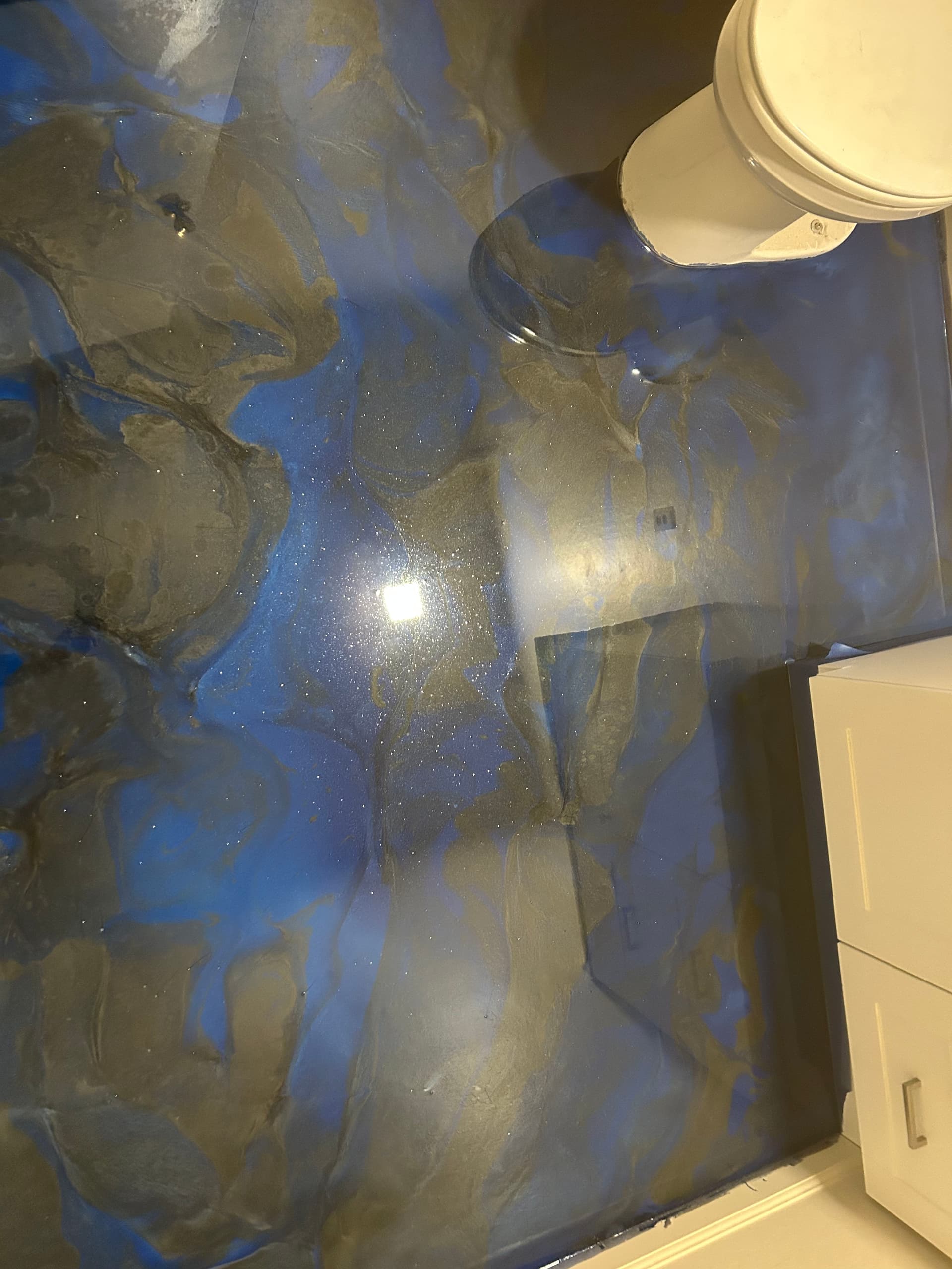 Gallery photos for Blue Gray Metallic Epoxy Floors for a Bathroom and Office: Image #1