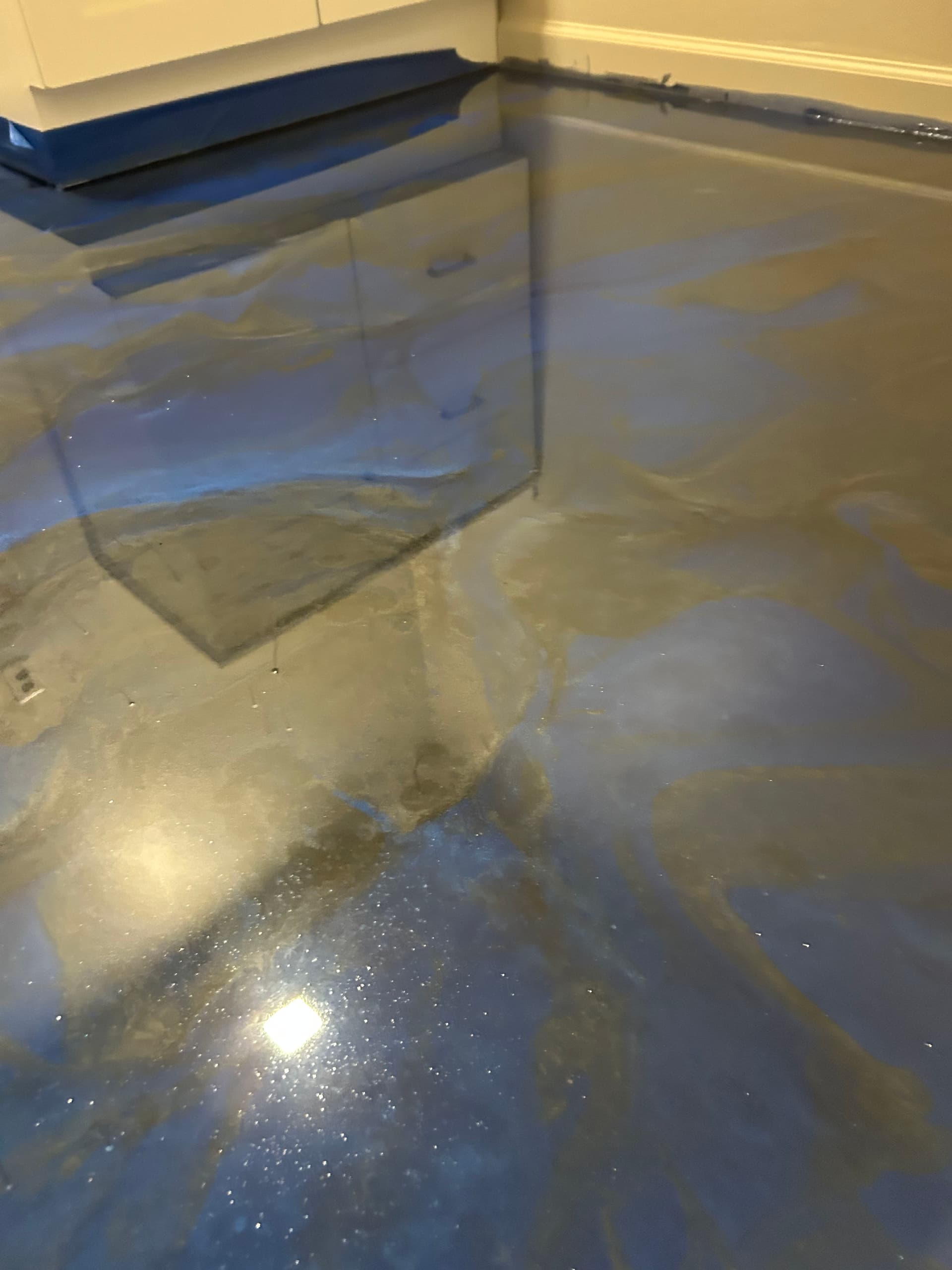 Gallery photos for Blue Gray Metallic Epoxy Floors for a Bathroom and Office: Image #3