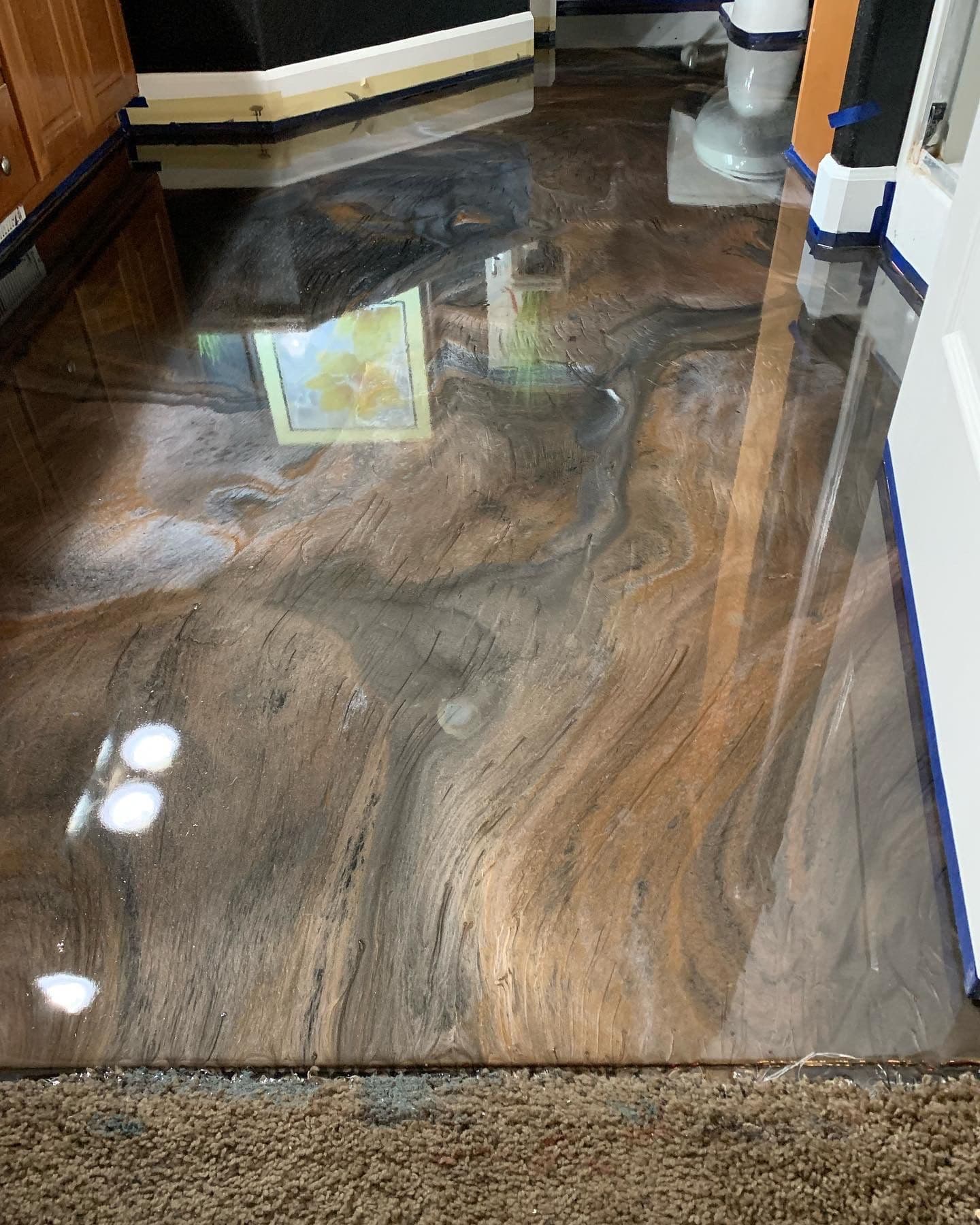 Gallery photos for Metallic Epoxy Bathroom Floor That Looks Like Natural Stone: Image #3