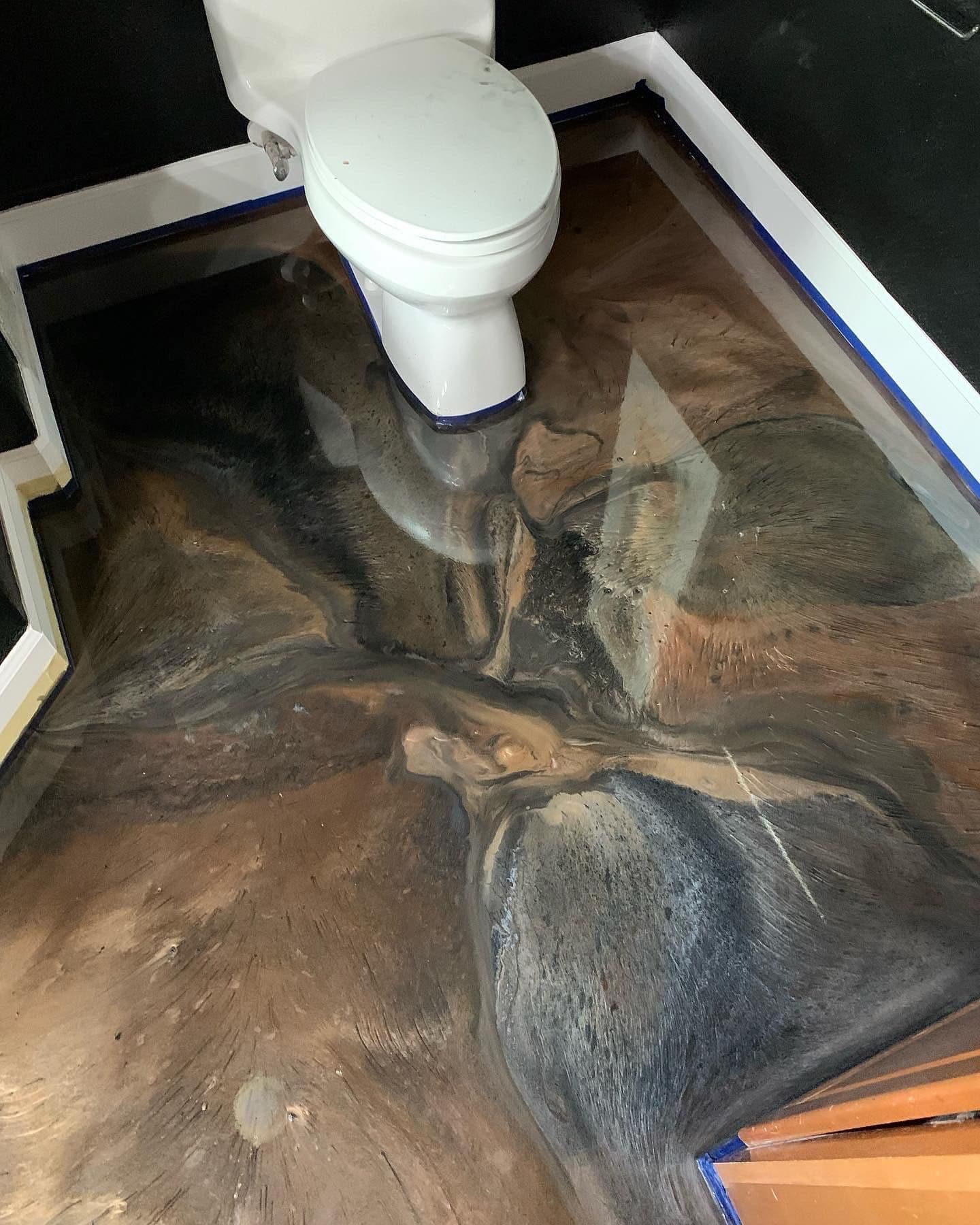 Gallery photos for Metallic Epoxy Bathroom Floor That Looks Like Natural Stone: Image #4