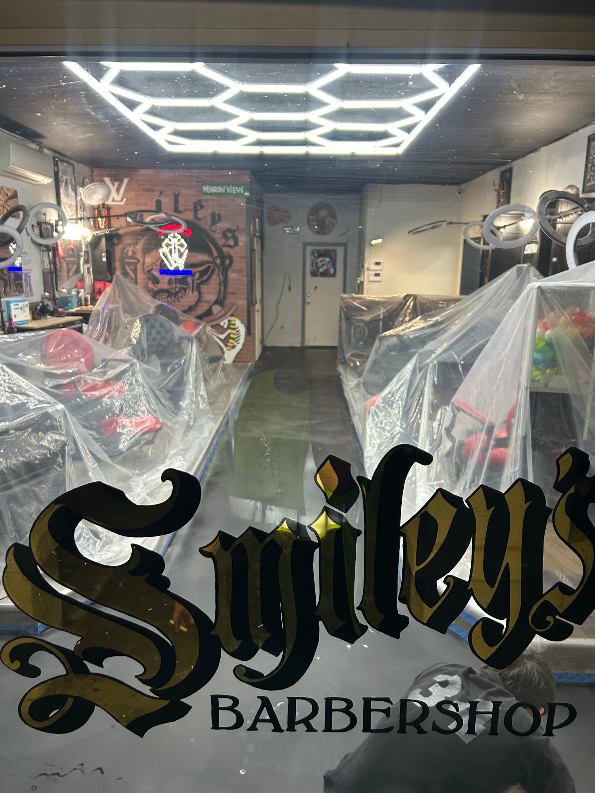 Gallery photos for Custom Epoxy Metallic Floor Installation at Smiley's Barbershop: Image #7