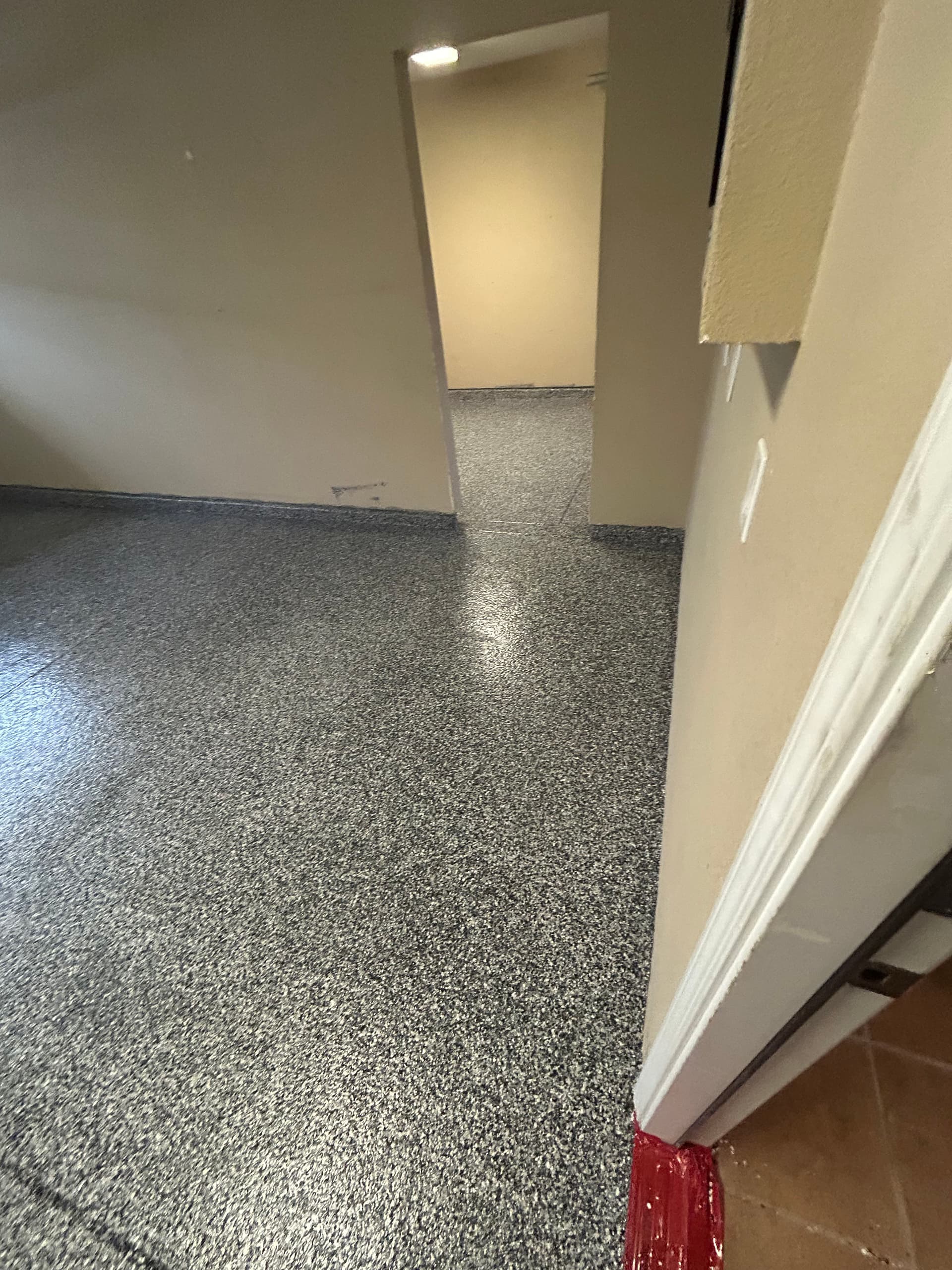 Gallery photos for Cracked Garage Floor Gets Full Epoxy Flake Makeover in Brentwood: Image #1